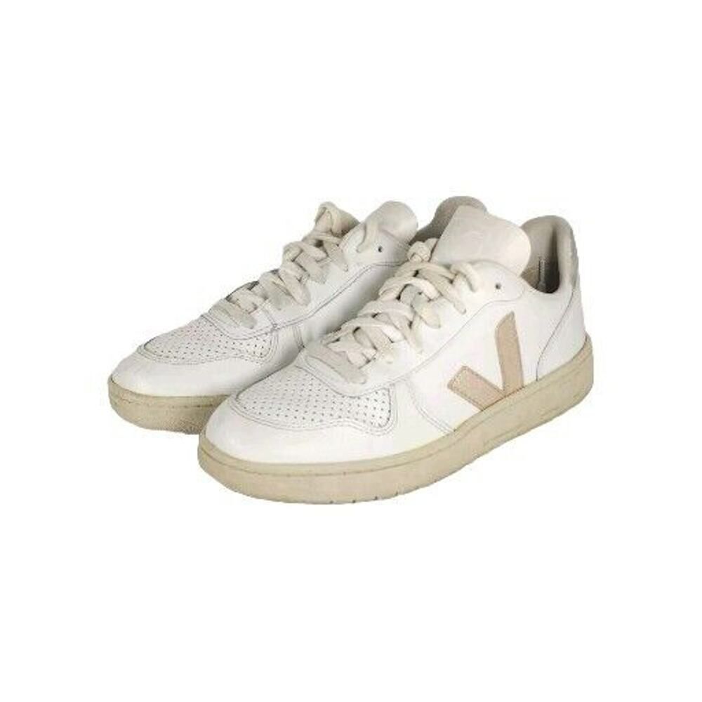 Veja White Sneakers with Beige V Logo